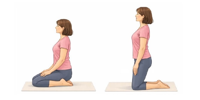 4. sed na pätách → stoj na kolenách