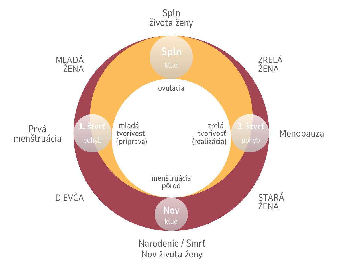 Lunárny cyklus, zvonku cyklus života, vnútri cyklus plodnosti